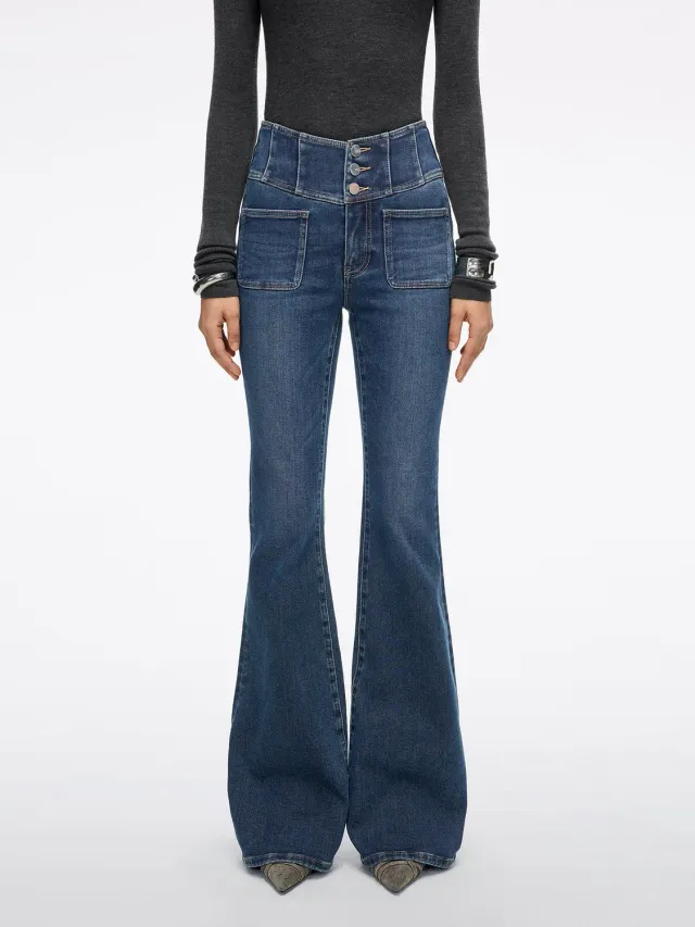 Miss Sixty Glenda Plus 5 flare jeans dark blue høj talje