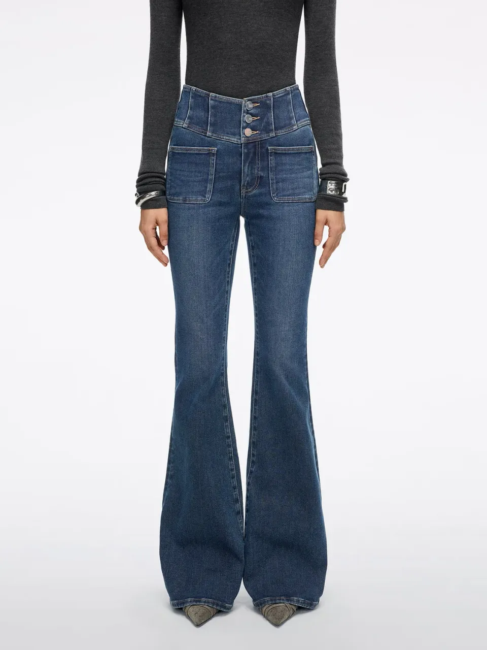 Miss Sixty Glenda Plus 5 flare jeans dark blue høj talje