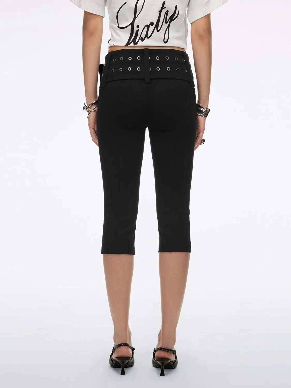 Miss Sixty Wide-Waistband Capri bukser sort bælte