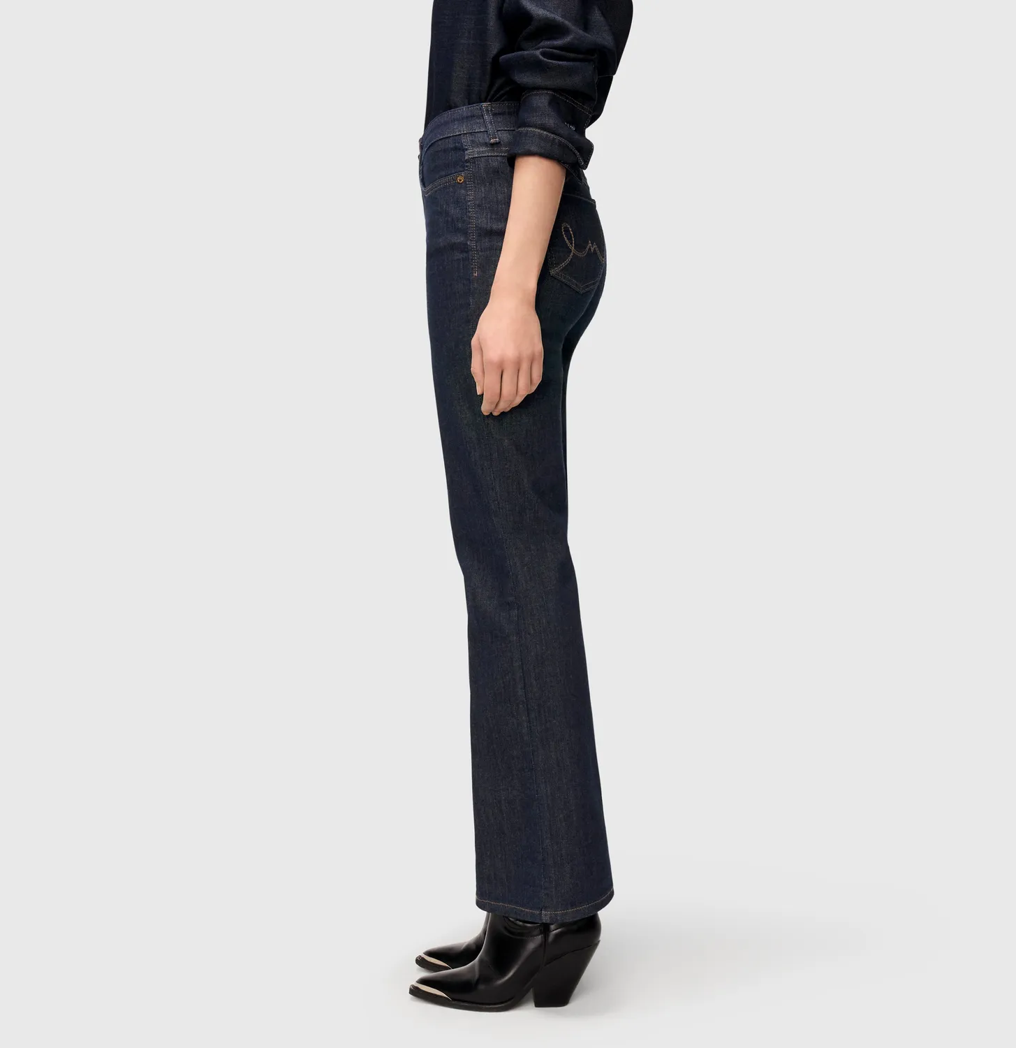 MAC Laura 5225-90-0387L jeans mørkeblå flared fit