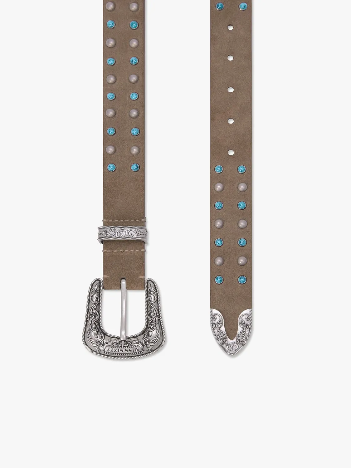 Miss Sixty Studded læderbælte khaki ruskind