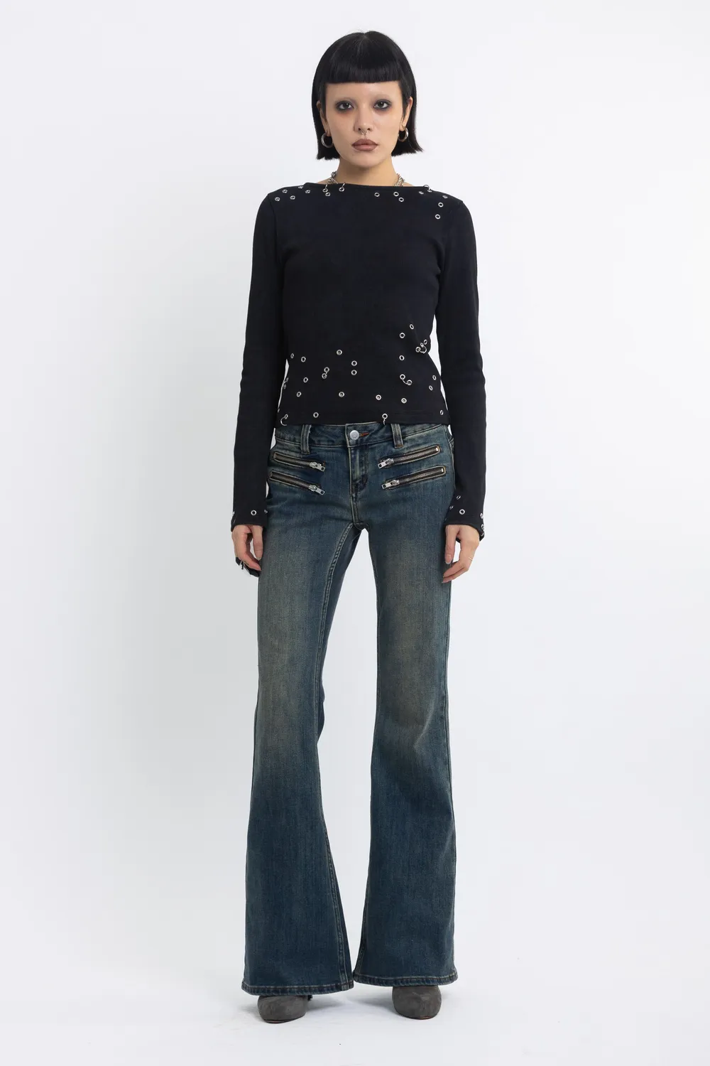 The Ragged Priest Keeper Dirty Wash flare jeans blå
