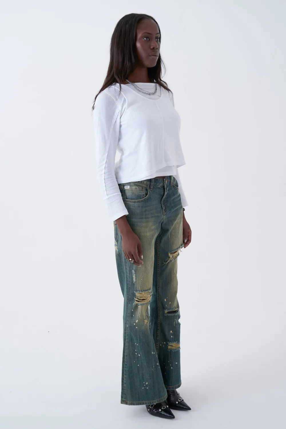 The Ragged Priest Alexa Distressed Bootcut Jeans blå