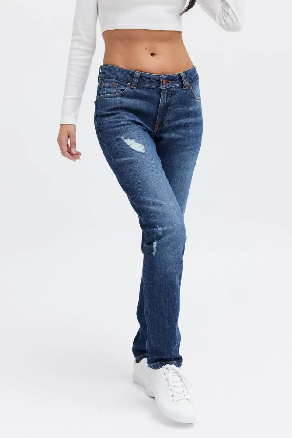 Organsk Stream Ocean Rain tapered jeans blå