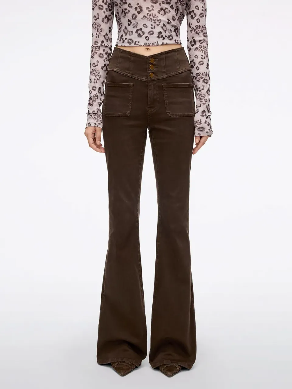Miss Sixty Glenda Plus 5 flare jeans brun høj talje