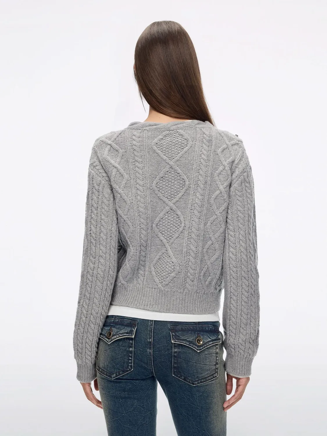 Miss Sixty Beaded strik cardigan heather grey uld
