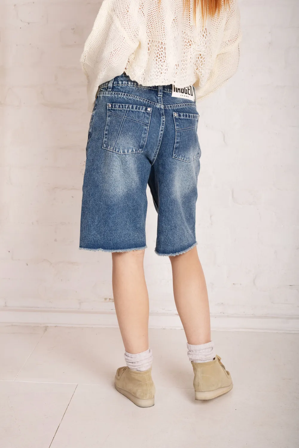 The Ragged Priest Vintage Washed Blue jorts blå uden stretch