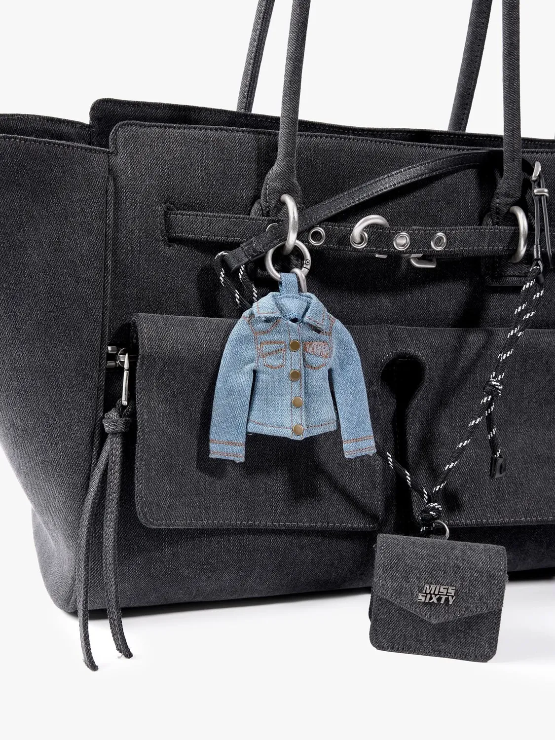 Miss Sixty Mini Jacket charm blå denim vedhæng