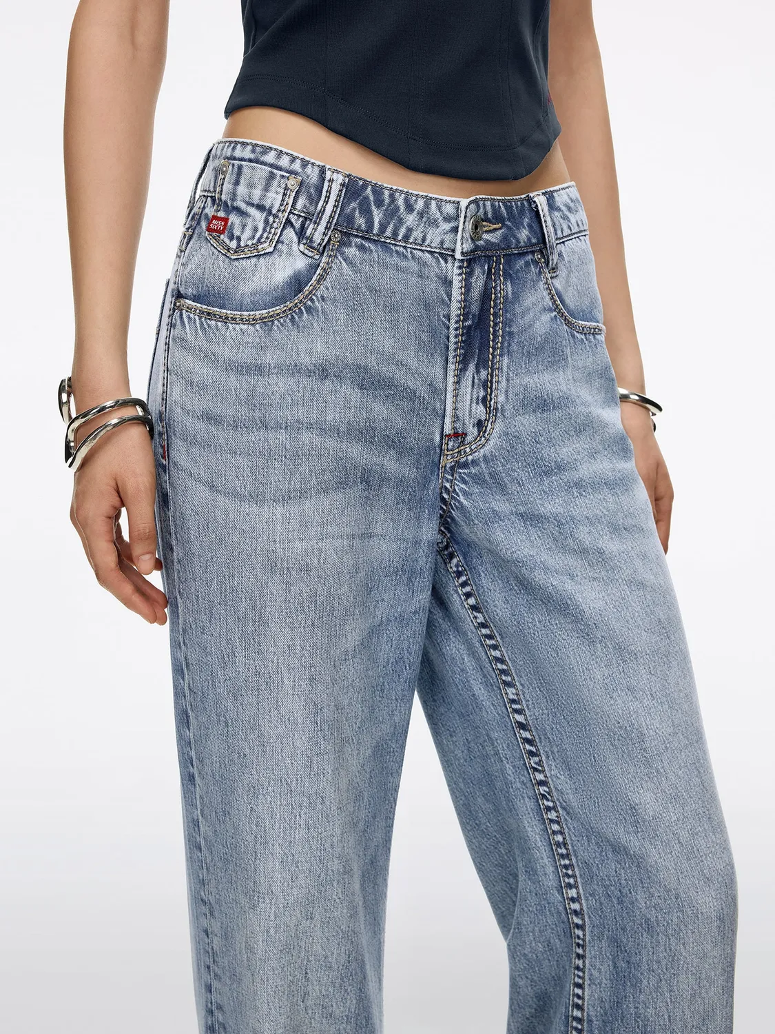 Miss Sixty MONTANA flare jeans lyseblå cupro slidte lommer