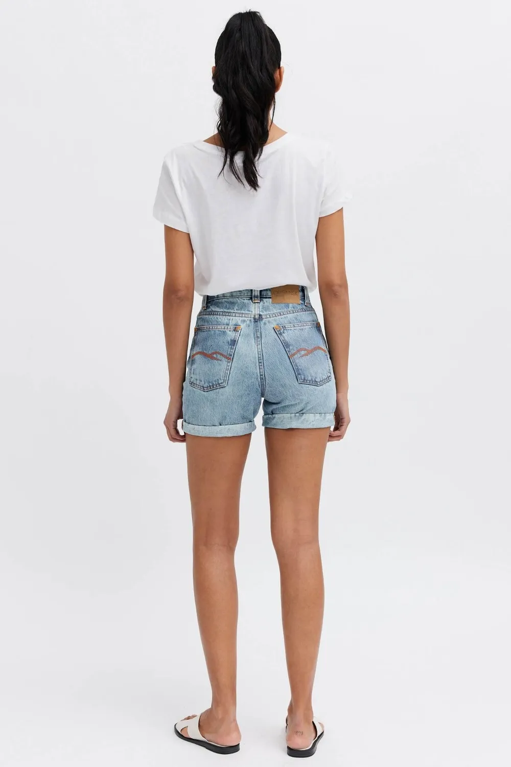 Organsk Oxygen shorts høj talje lys denim