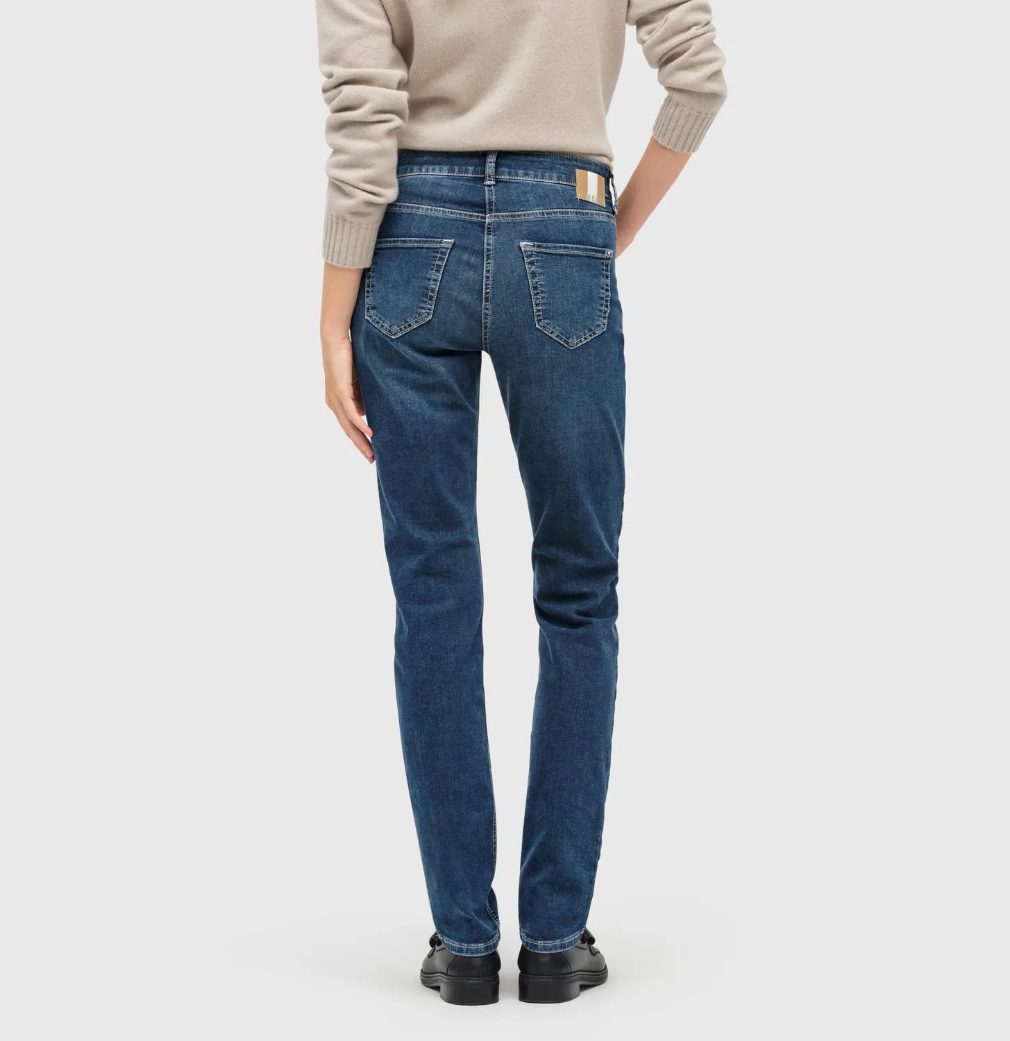 MAC Slim straight damejeans mørkeblå vintage