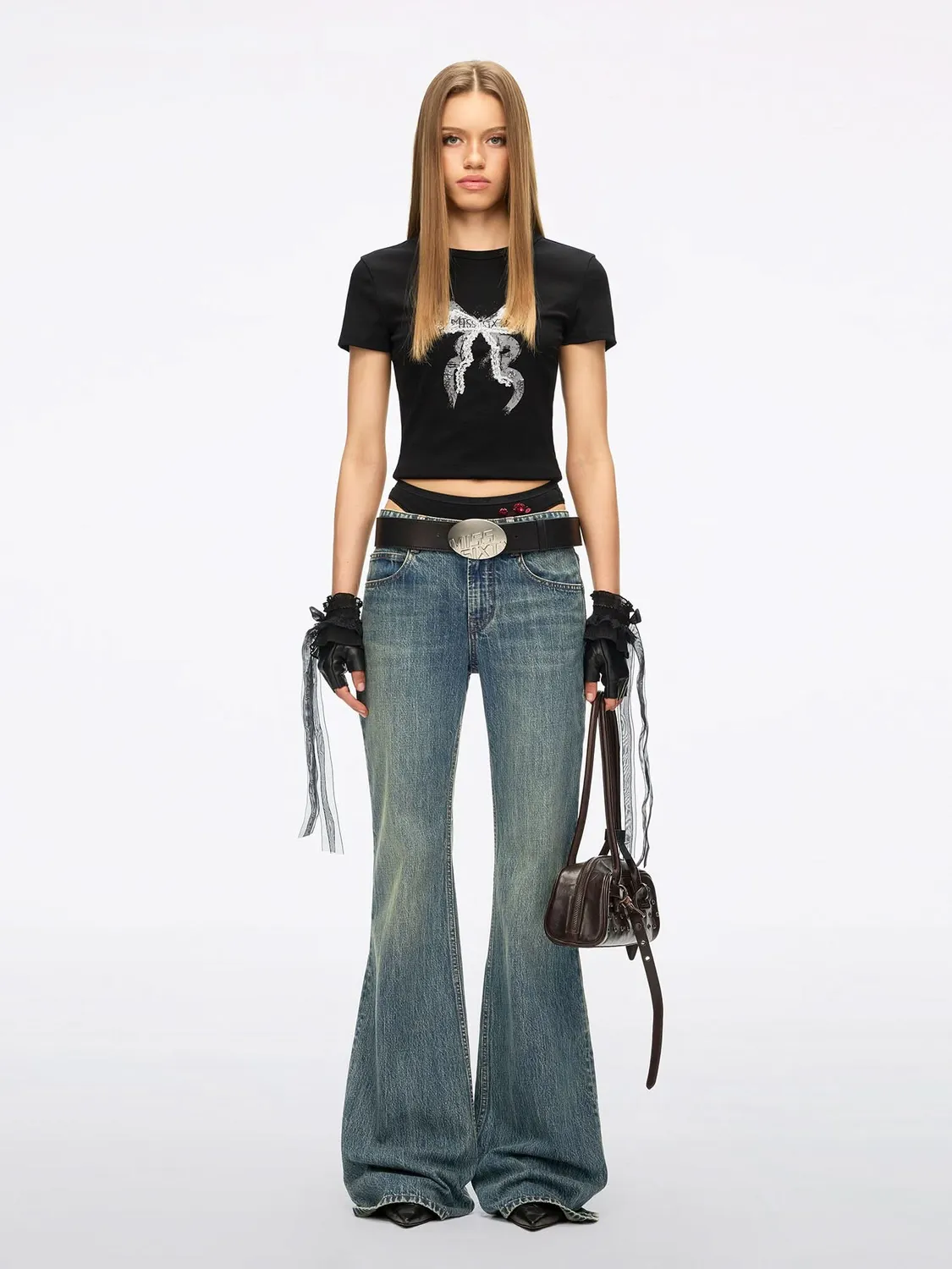 Miss Sixty Flare jeans middle blue lav talje
