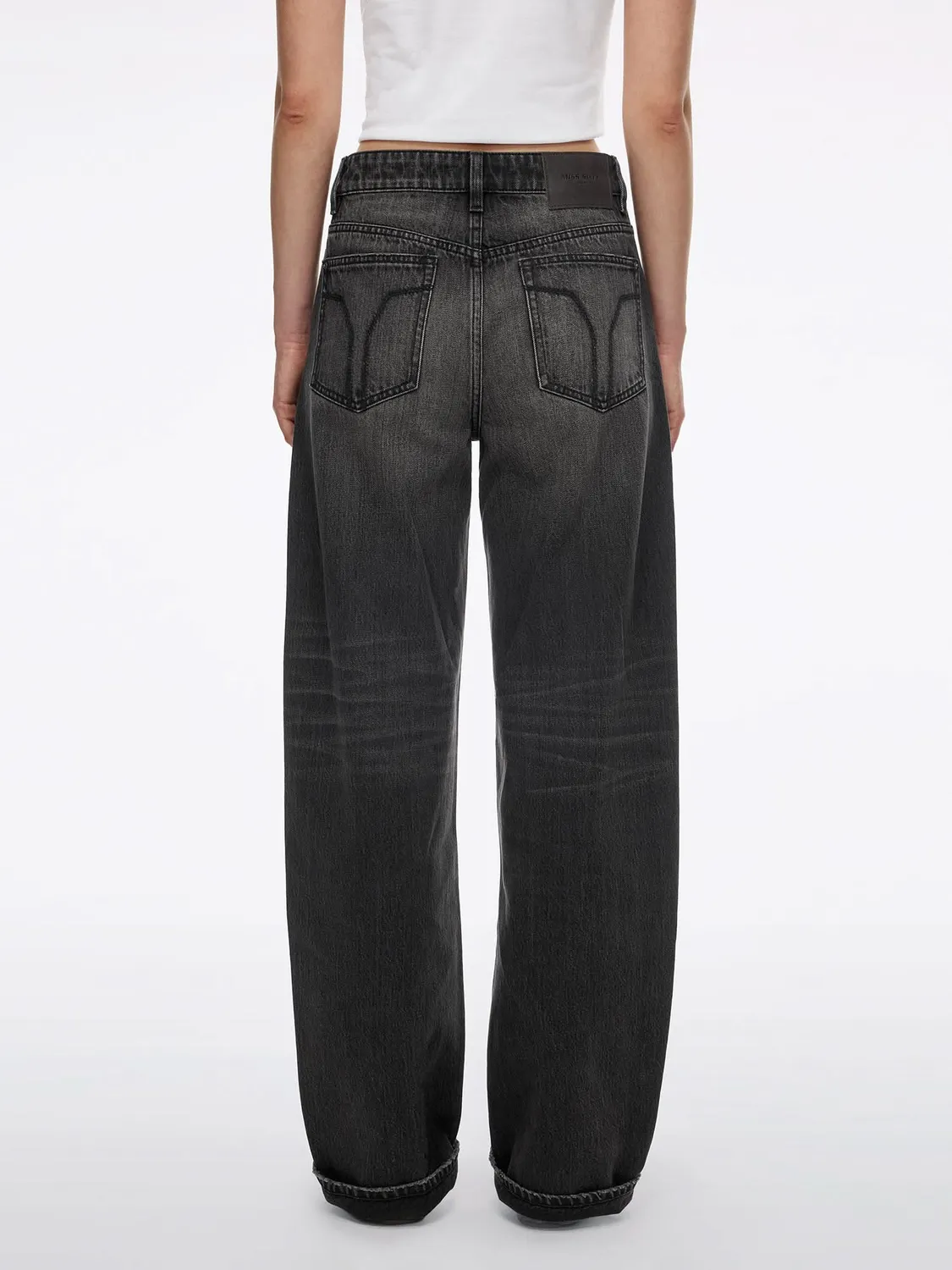 Miss Sixty Distressed Wide-Leg Jeans jeans Black Fog rigid