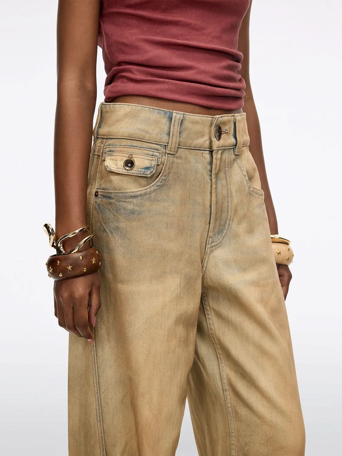 Miss Sixty Distressed Wide-Leg Jeans jeans blå hamp