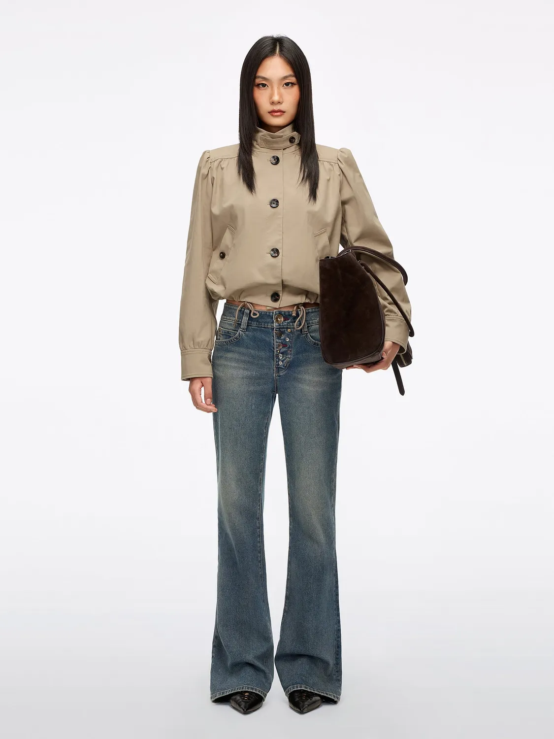 Miss Sixty trench jakke kaki cropped talje