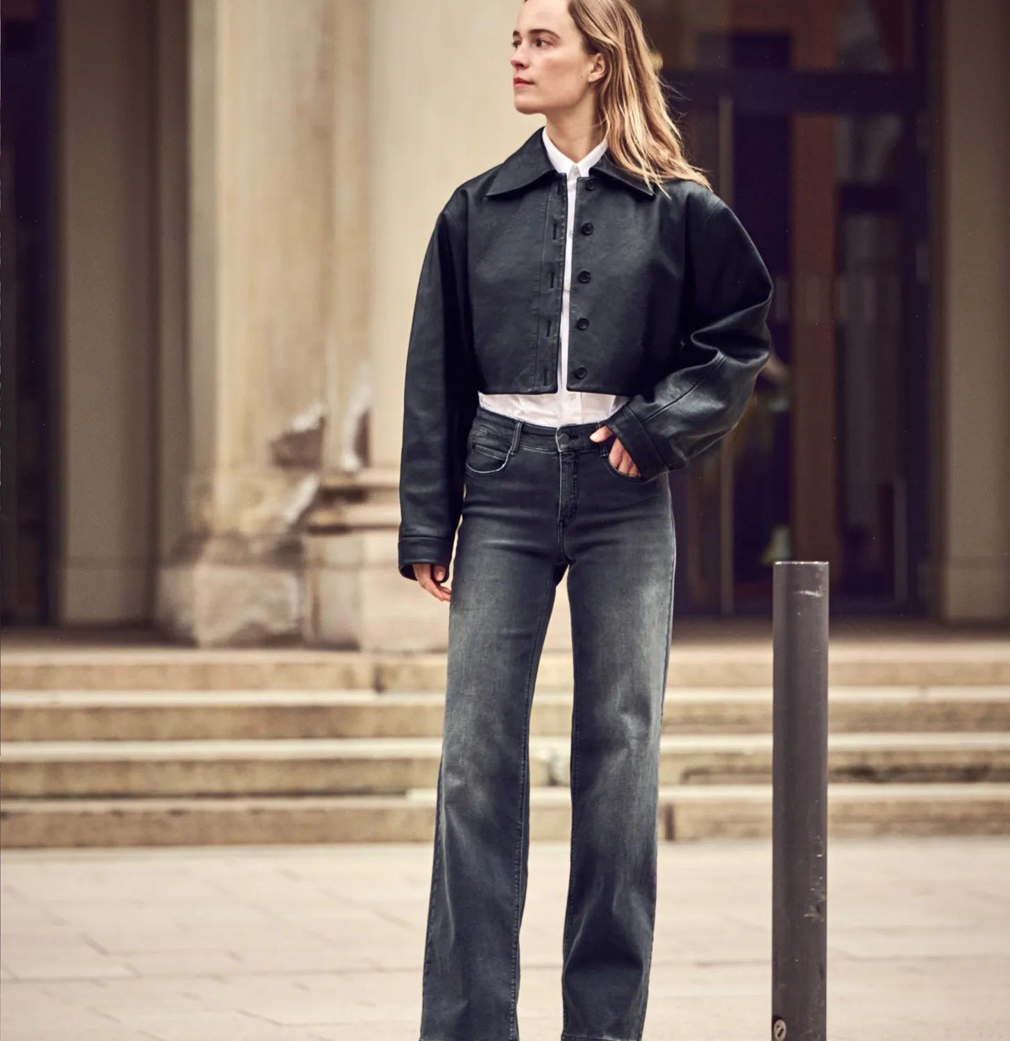 MAC Dream Wide Authentic jeans wide fit grå stretch