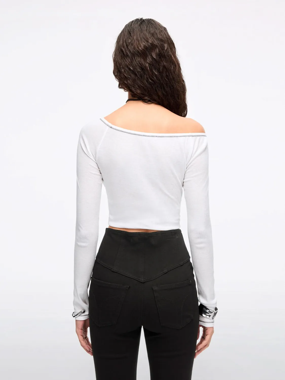 Miss Sixty Kiss Me 6M2SJ39400 t-shirt hvid cropped slim-fit
