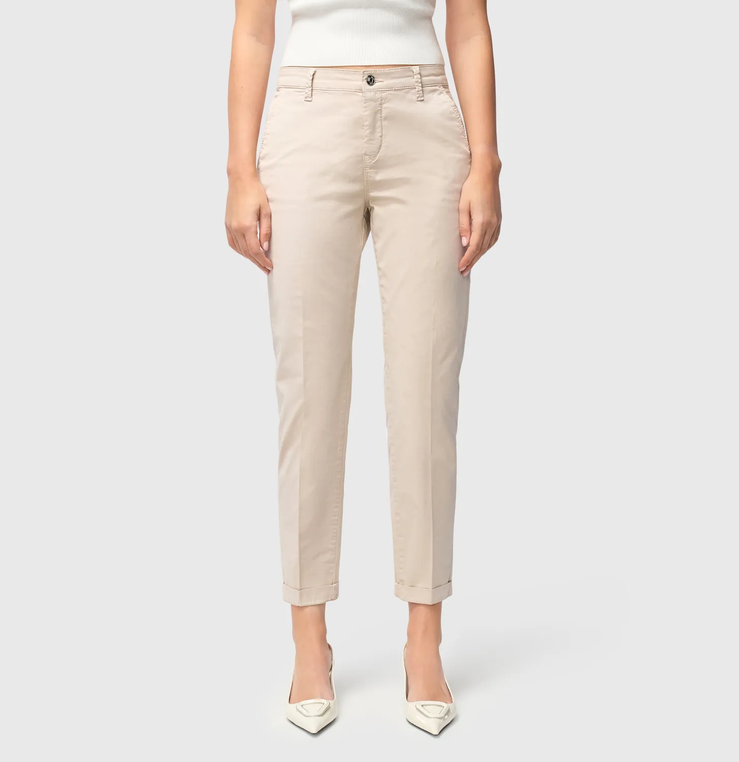 MAC Chino Turn Up chinos beige slim fit opslag