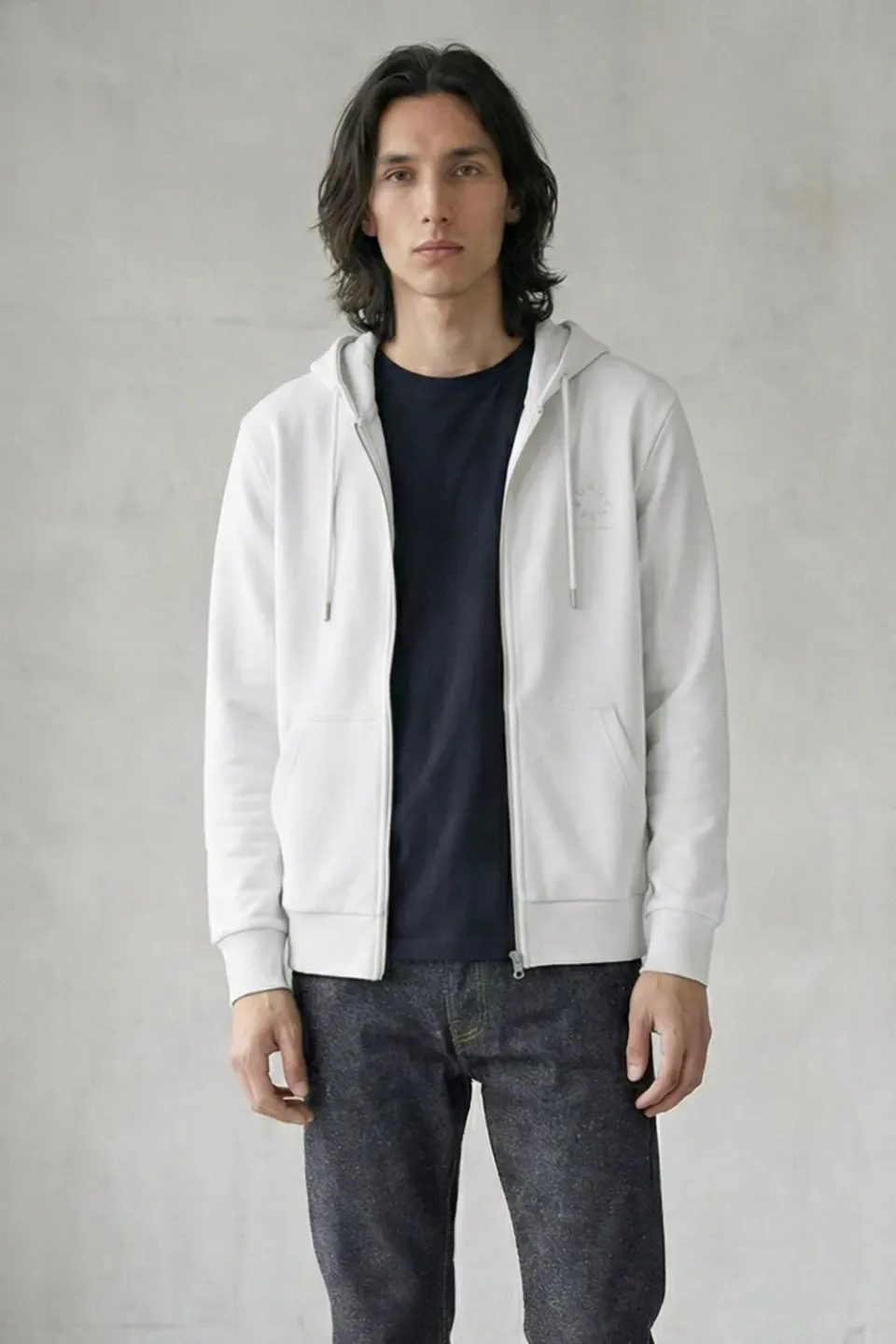Organsk Classic Organic Zip-Up hættejakke off white økologisk