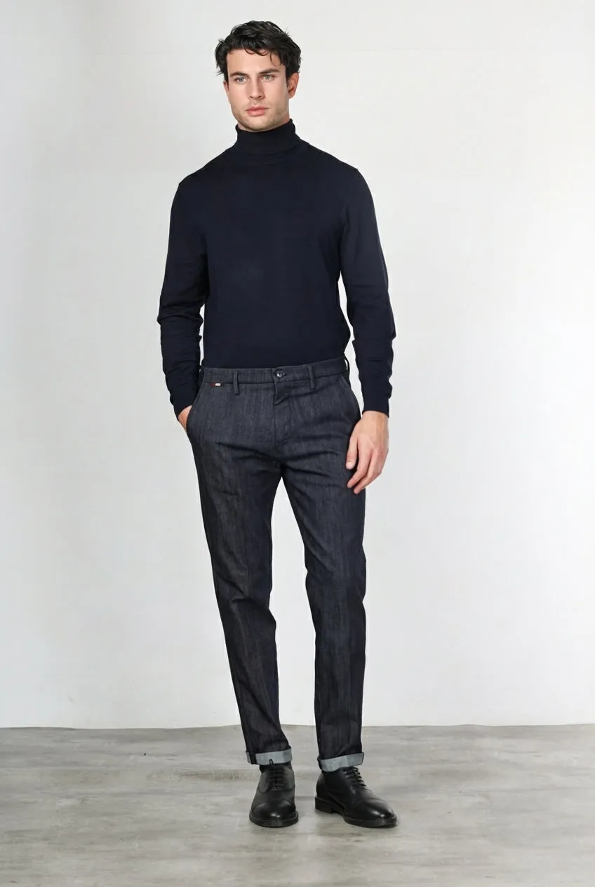 Mason's Osaka chino navy denim carrot fit
