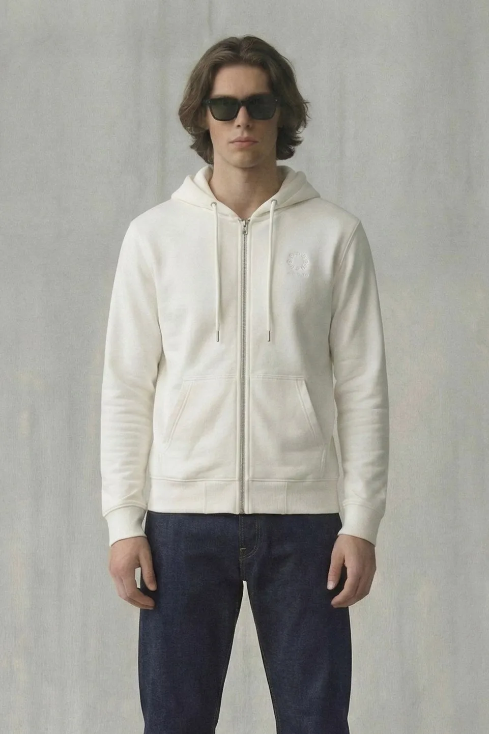 Organsk Classic Organic Zip-Up hættejakke off white økologisk