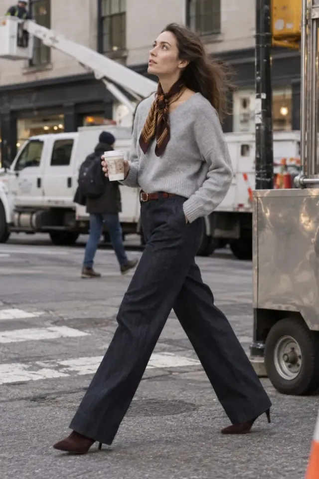 Mason's New York Wide chino bukser wide leg navy denim