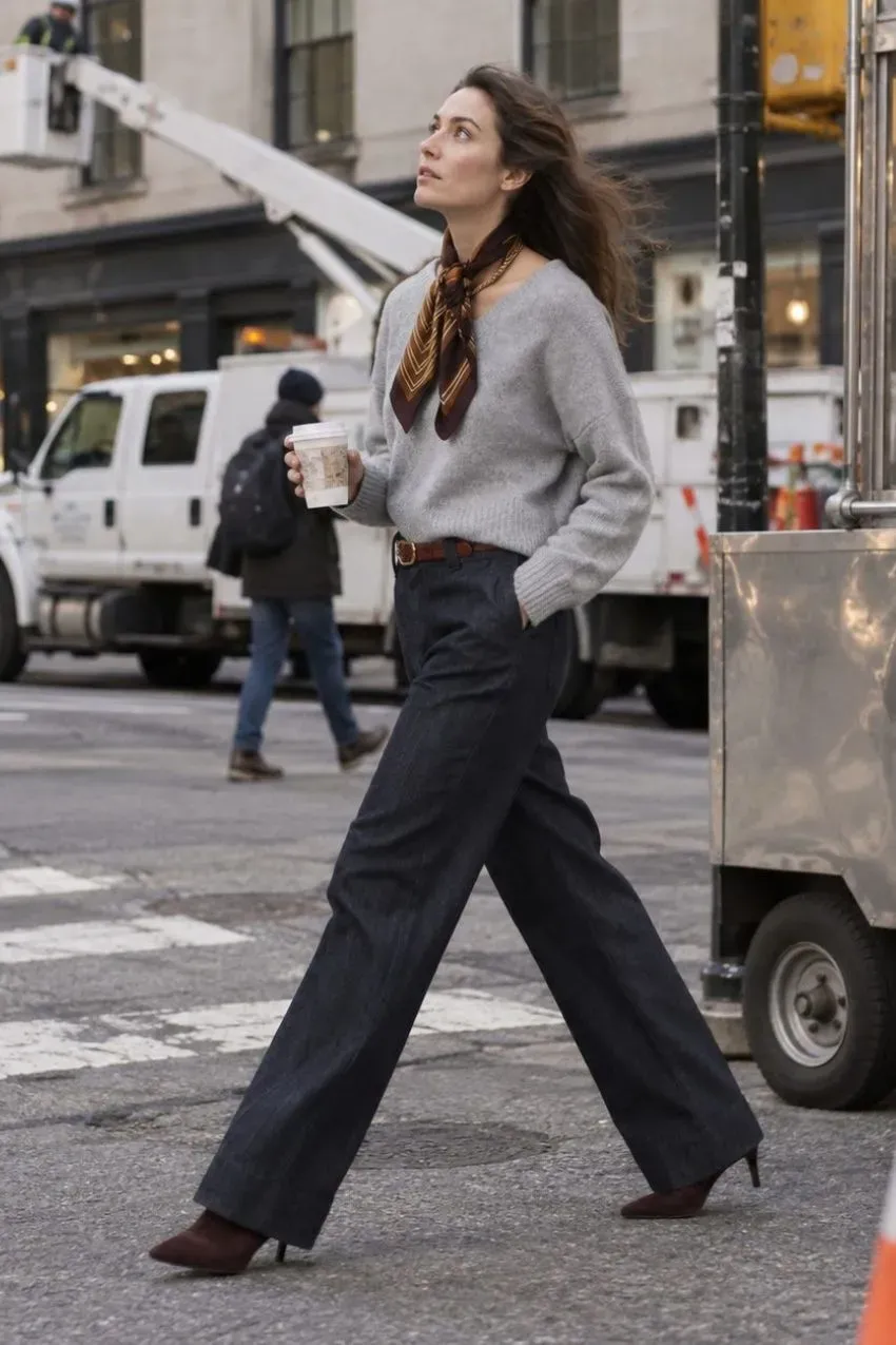 Mason's New York Wide chino bukser wide leg navy denim