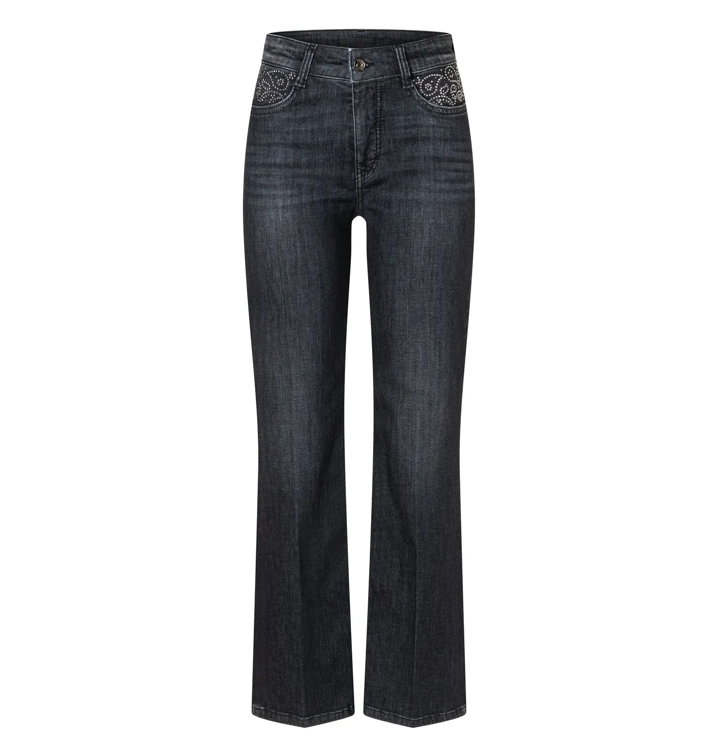 MAC Laura Paisley 5258 jeans sort flared fit mønster