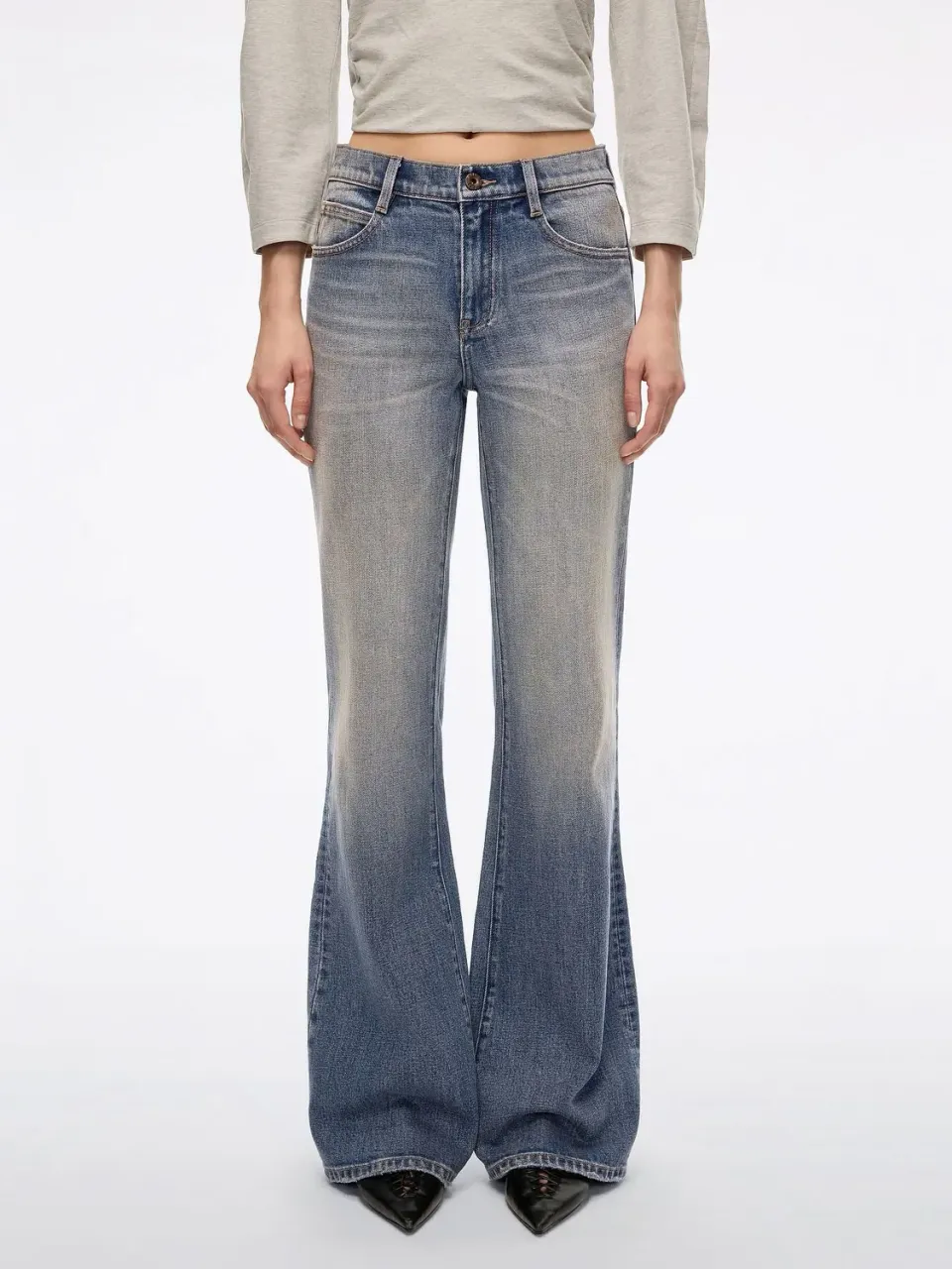 Miss Sixty Flare jeans nostalgisk blå slidte høj talje