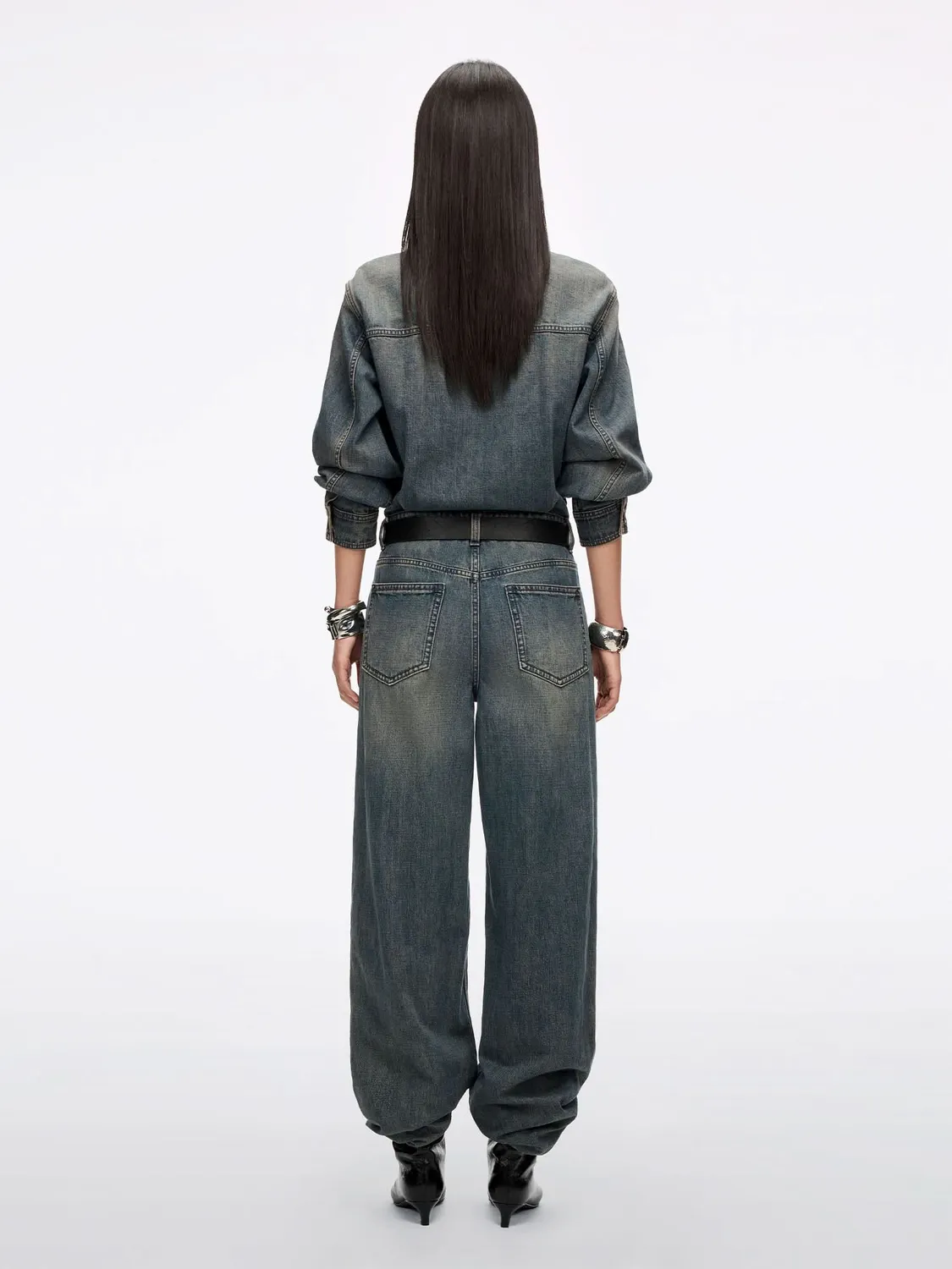 Miss Sixty Distressed denim jumpsuit blue loose
