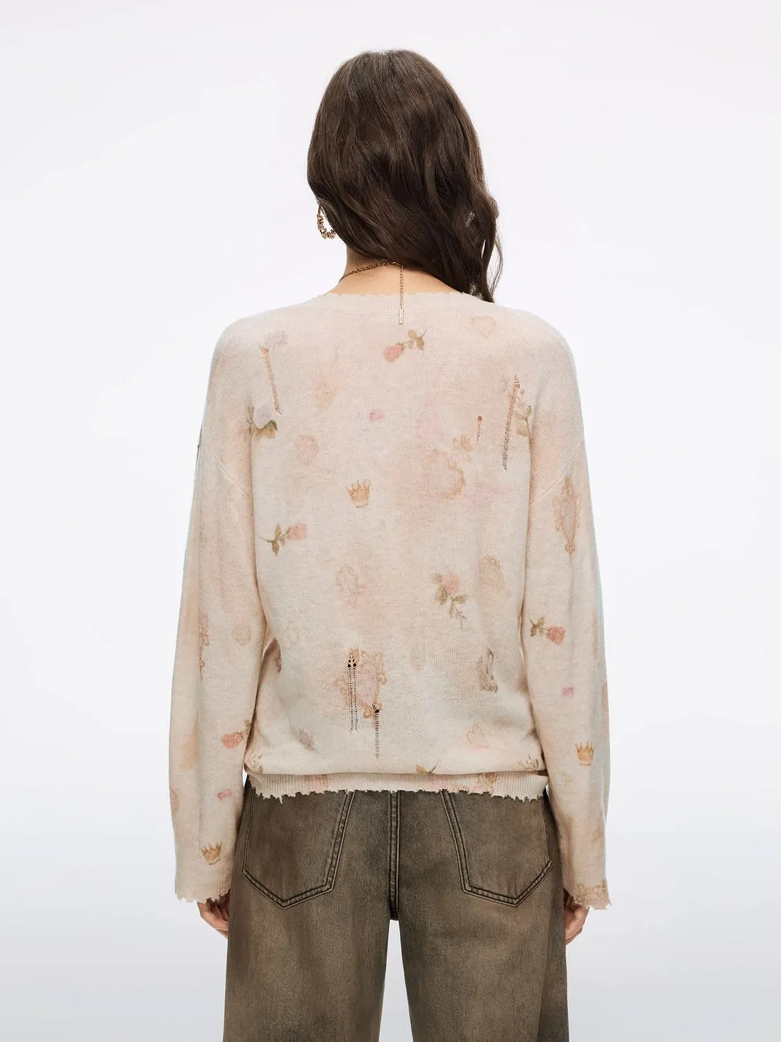 Miss Sixty striktrøje beige cashmere print