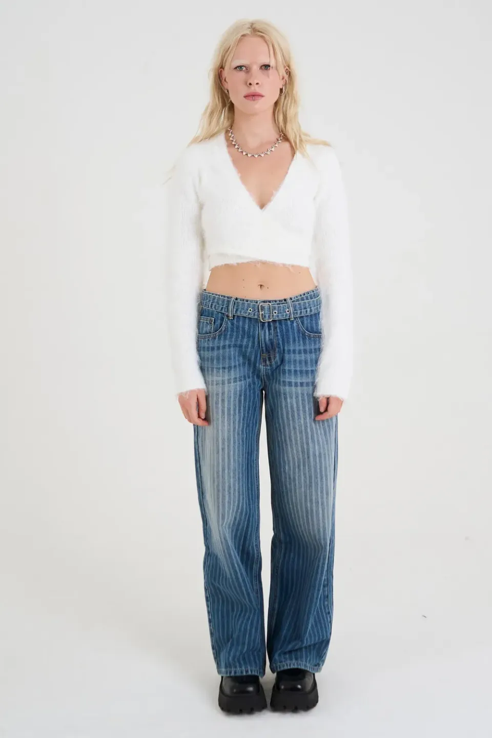 The Ragged Priest Mobster Release jeans pinstripe blå
