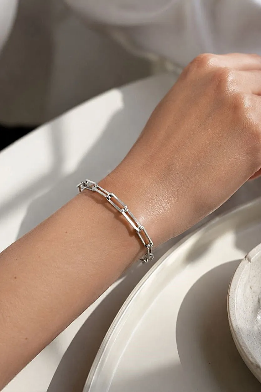 Organsk Paperclip armbånd sølv hvidguld