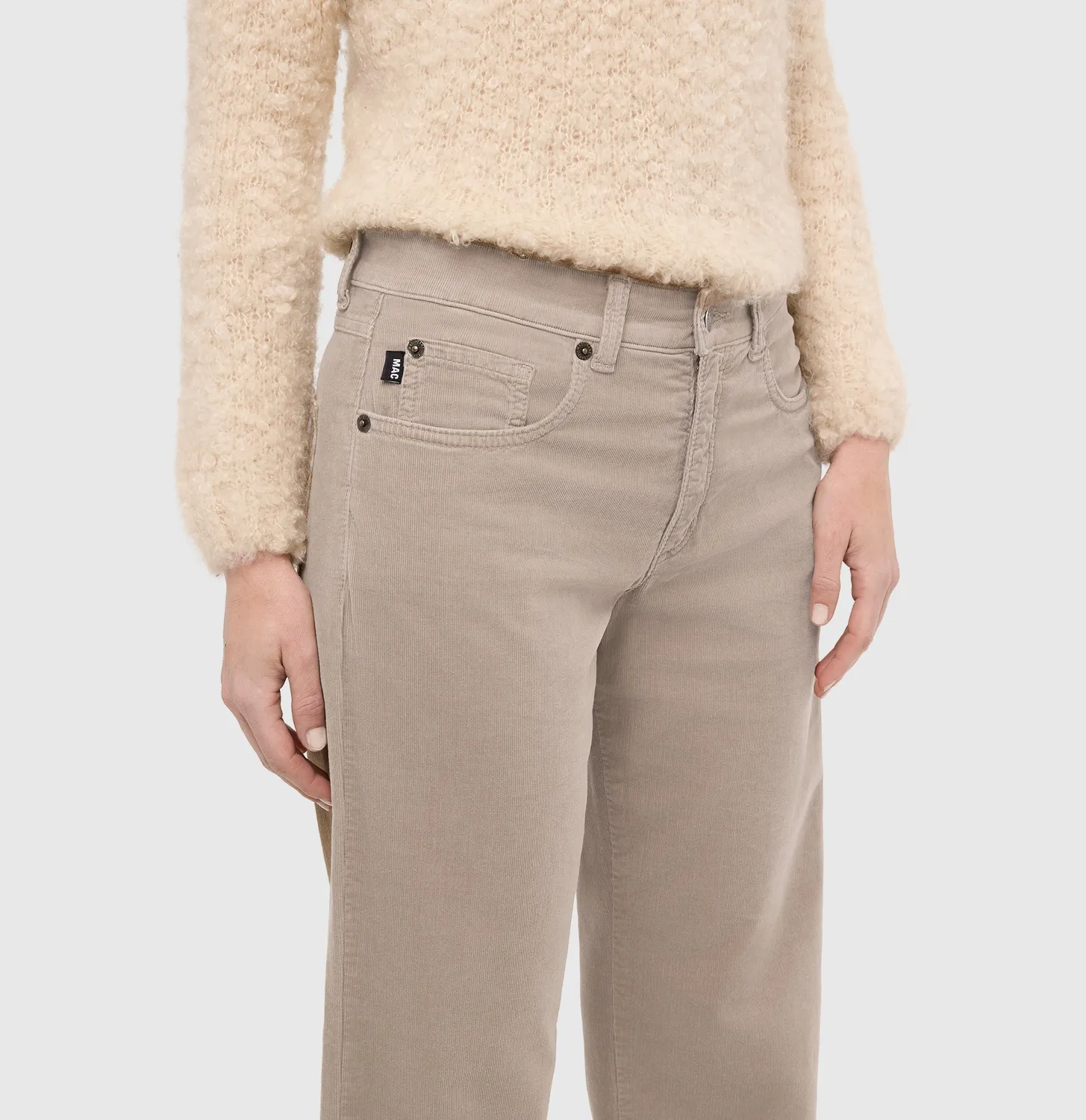 MAC Gina Straight fløjlsbukser beige straight