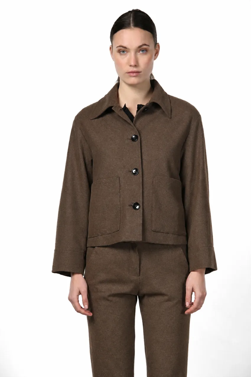 Mason's Rosie flannel jakke hasselnød jersey uld