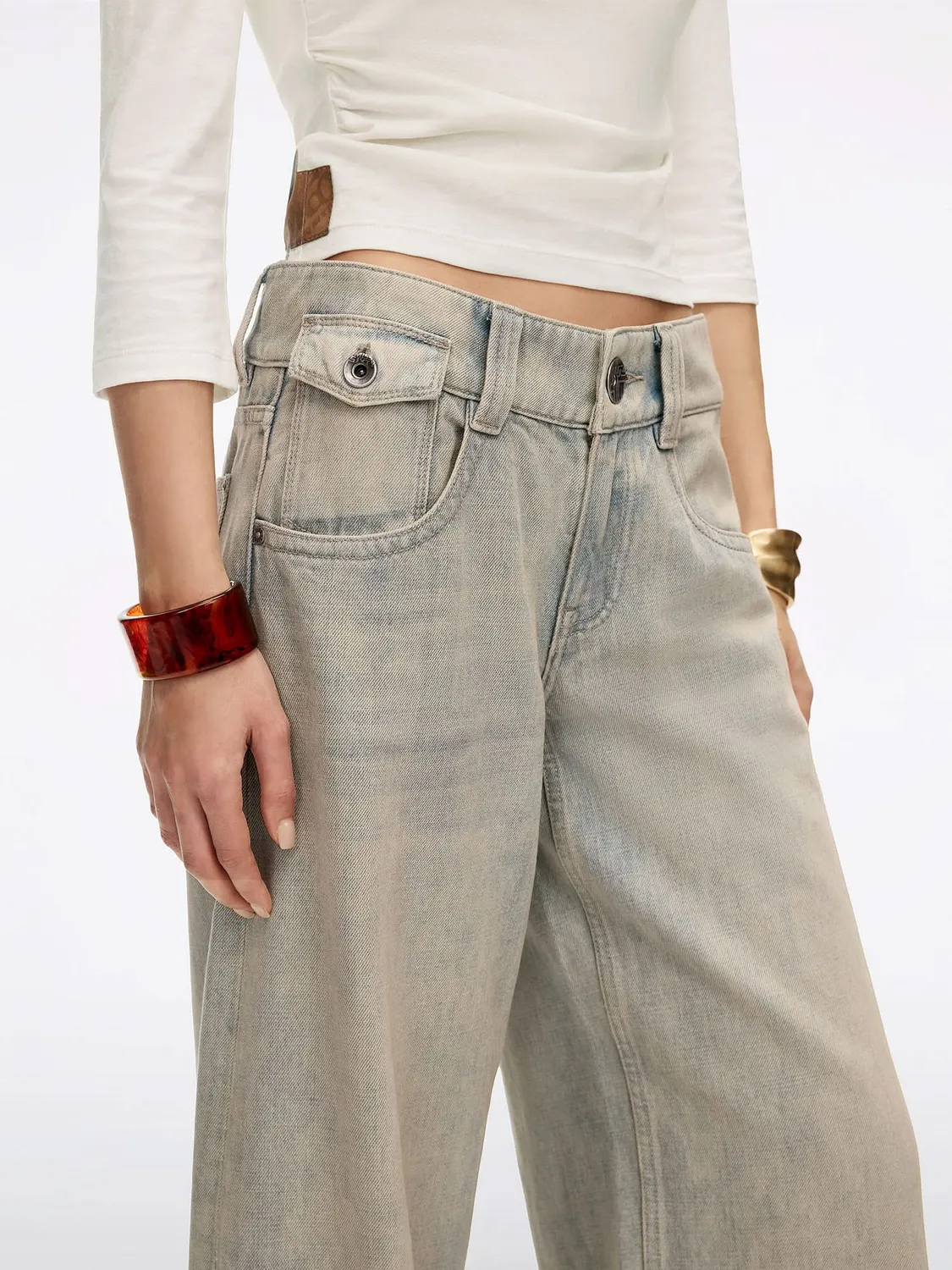 Miss Sixty Logo-Detail straight jeans blå lav talje