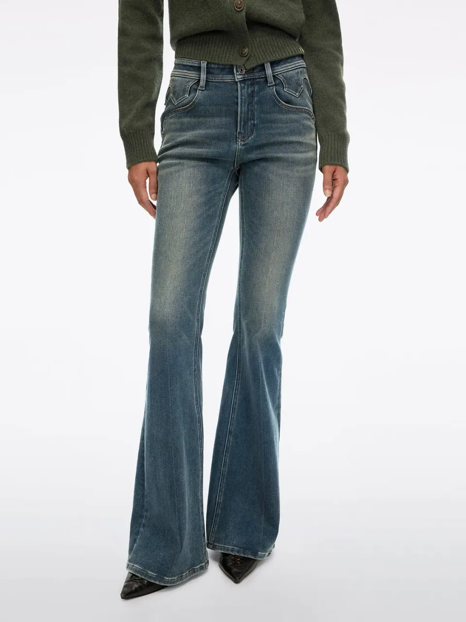 Miss Sixty Bella flare jeans medium blue varm fleece