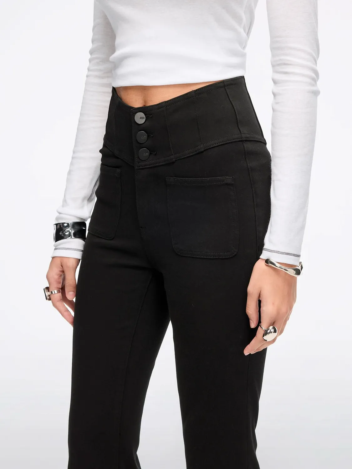 Miss Sixty Glenda Plus 5 flare jeans sort V-talje