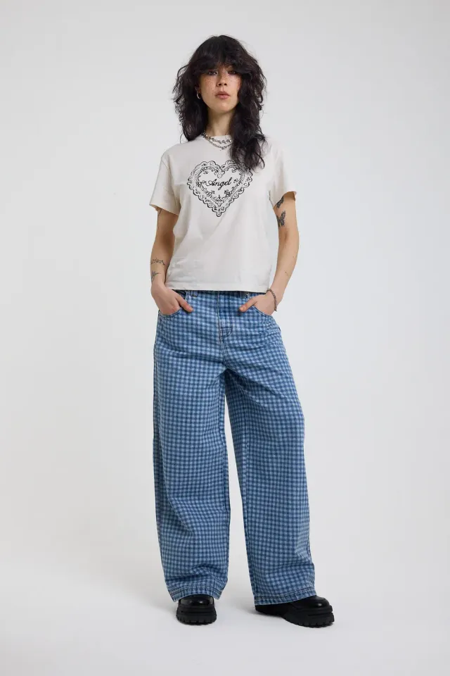 THE RAGGED PRIEST Wilder Super Baggy jeans gingham tern