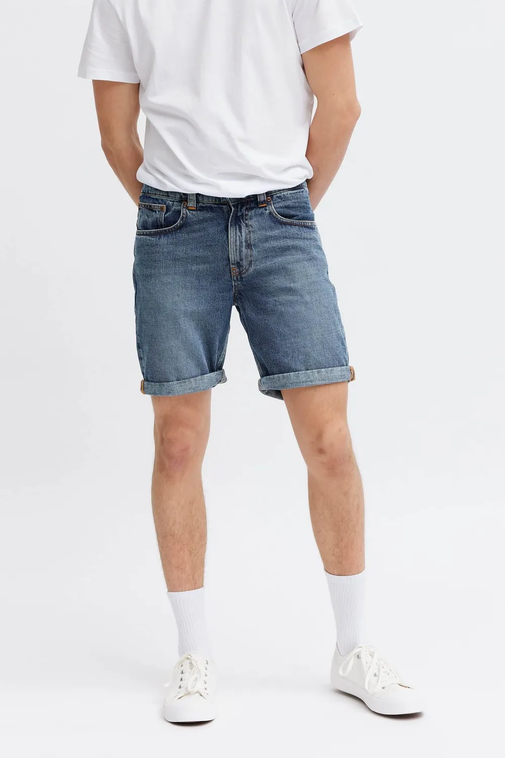 Organsk Atlantic denim shorts mellemblå vask