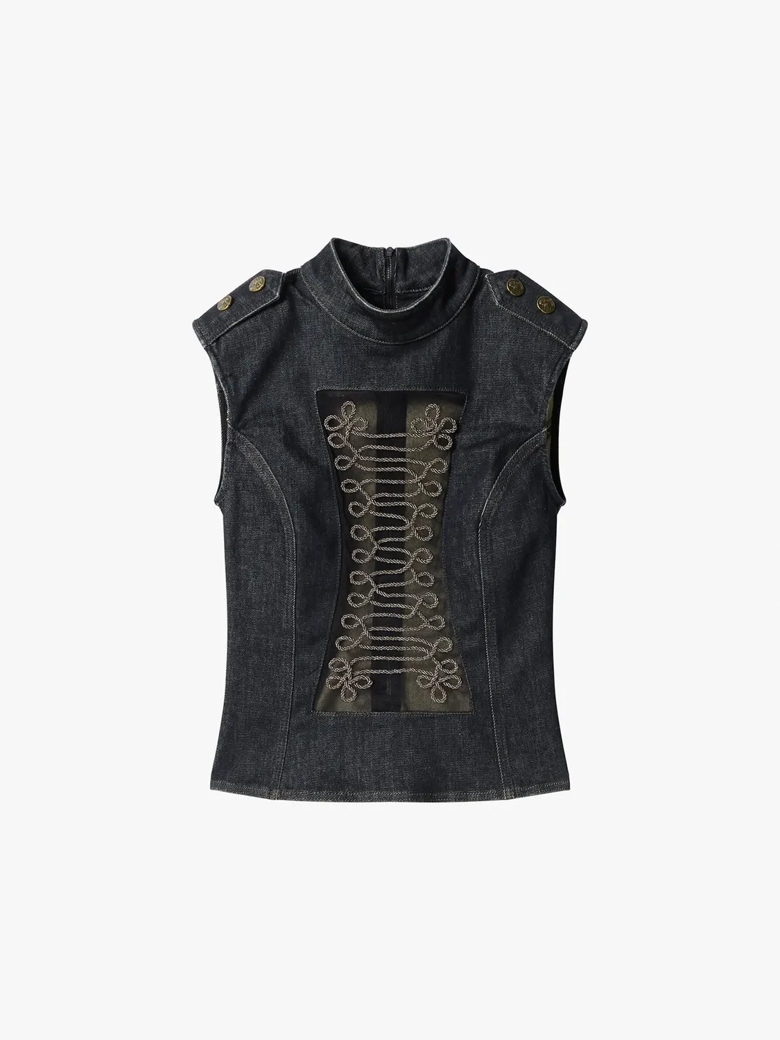 Miss Sixty Napoleon top denimblå ærmeløs