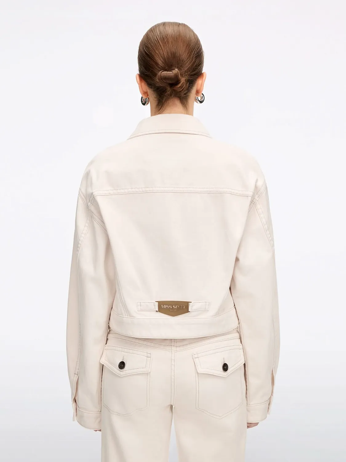 Miss Sixty cropped denimjakke hvid løs