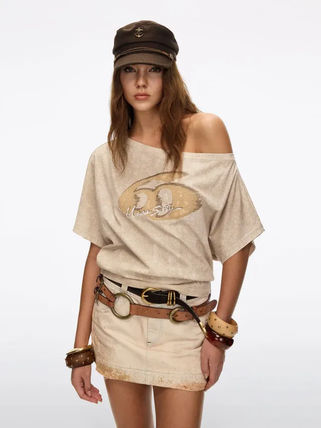 Miss Sixty asymmetrisk top sand løs hør