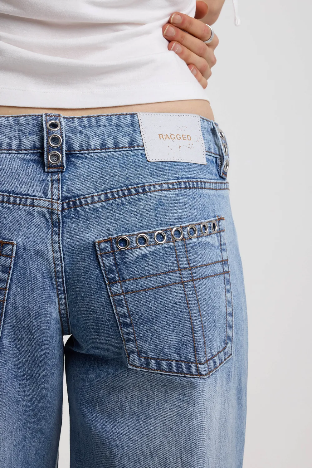 The Ragged Priest Twilight Lace Up baggy jeans blå snøring