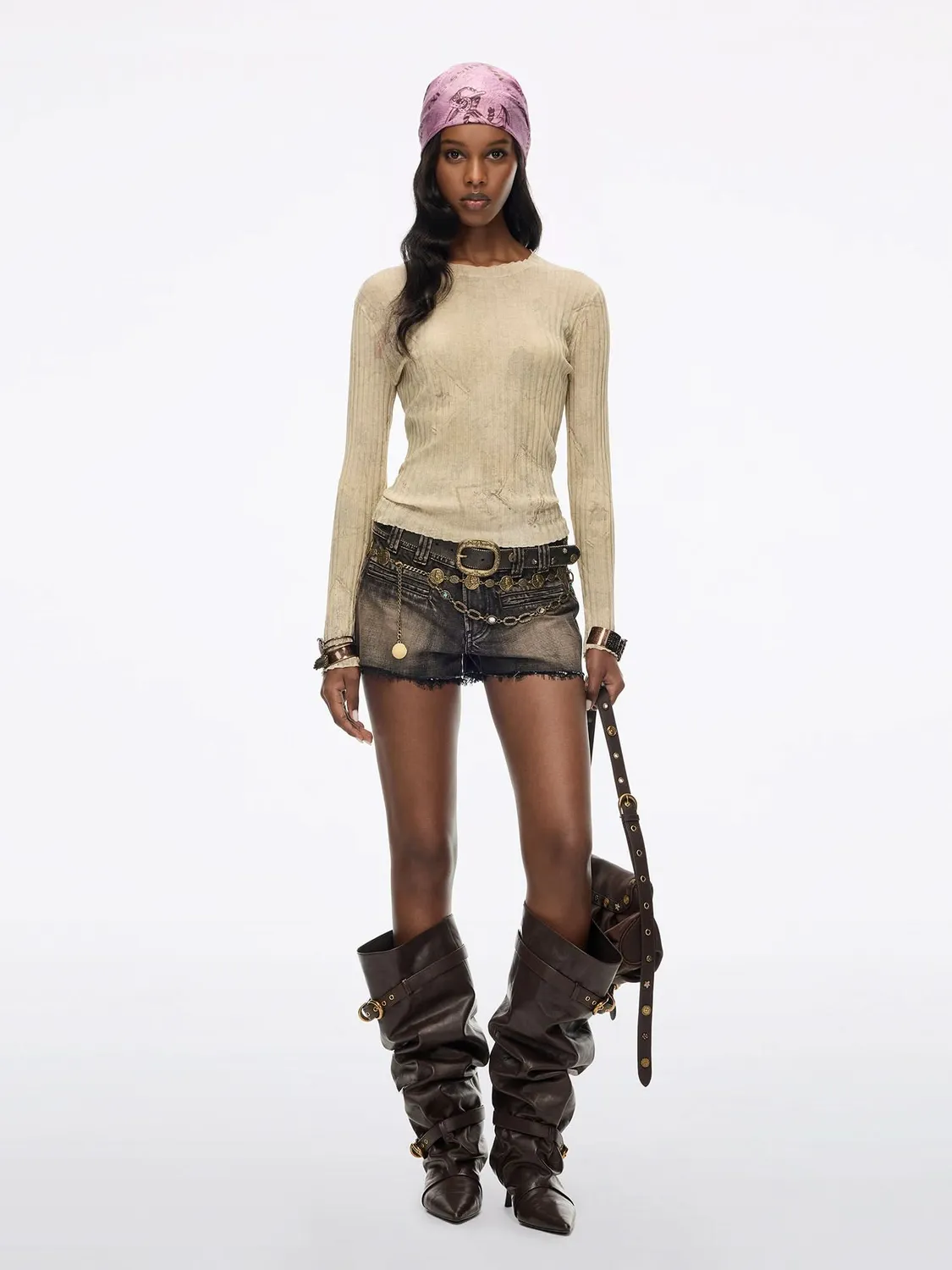 Miss Sixty 6M3RJ0320AA27 strikbluse khaki cropped bomuld