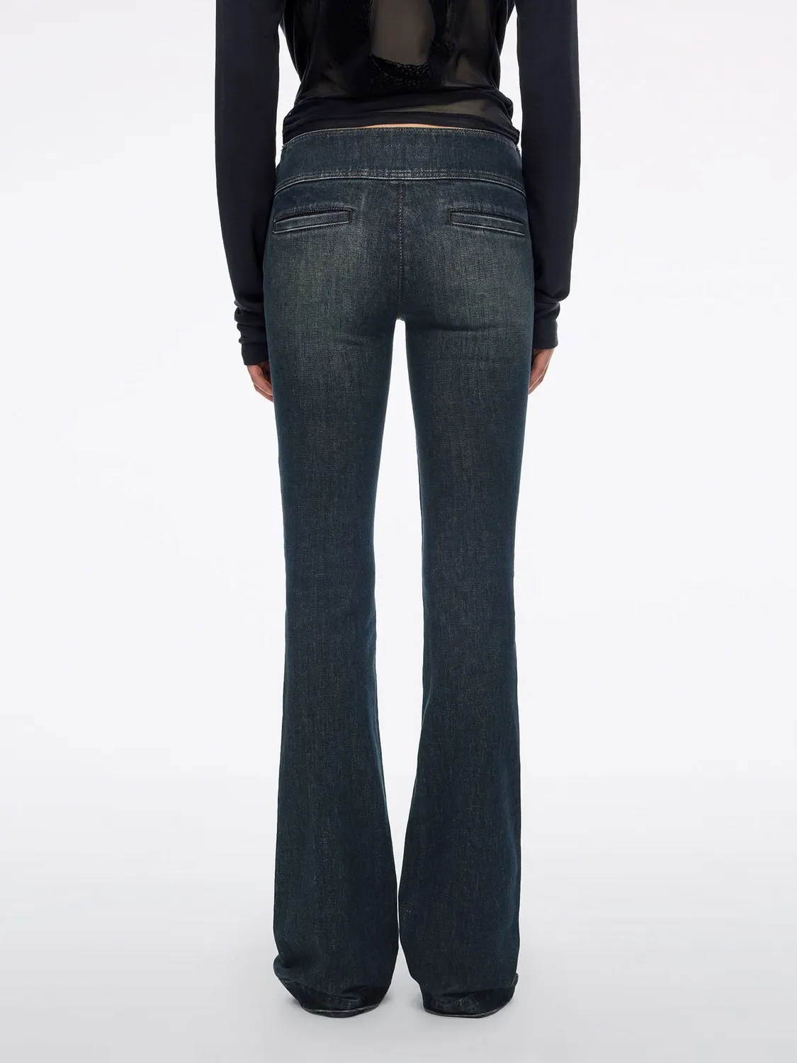 Miss Sixty Black Label Double-Belt Flare Jeans mørkeblå
