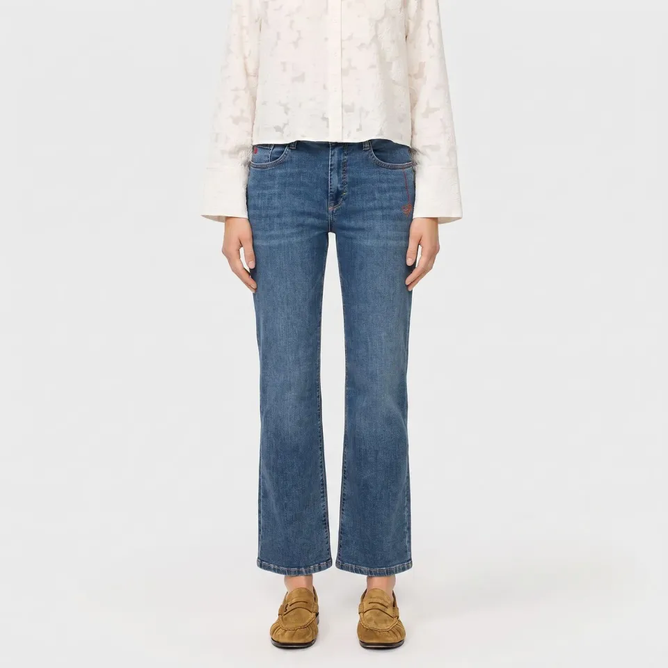 MAC Laura Peace jeans mellemblå flared