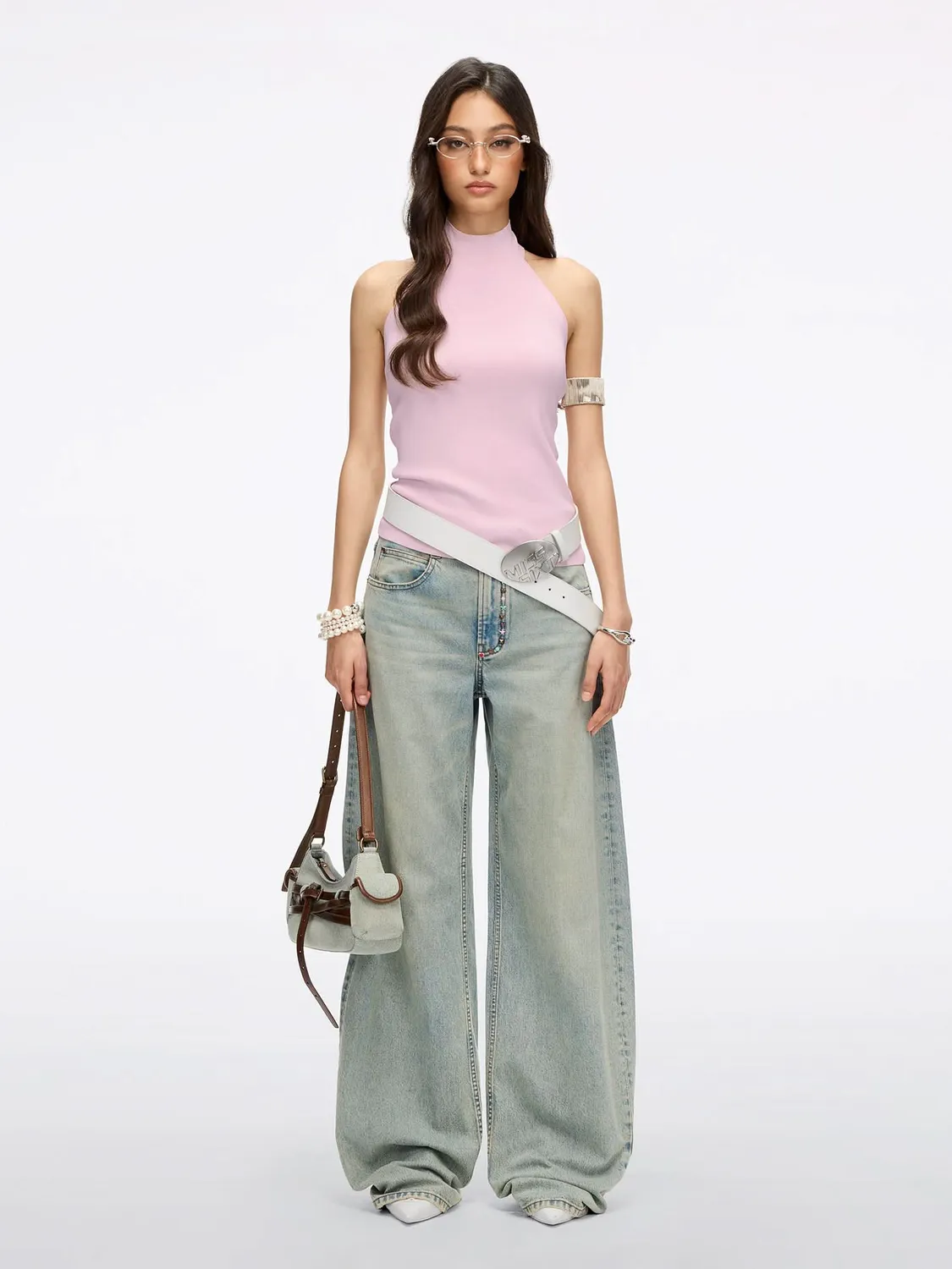 Miss Sixty barrel jeans blå rhinstene vinger