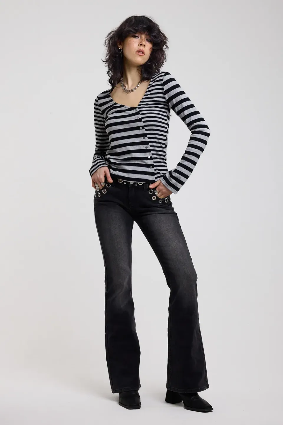 The Ragged Priest Grade flare jeans sort øjer lav talje