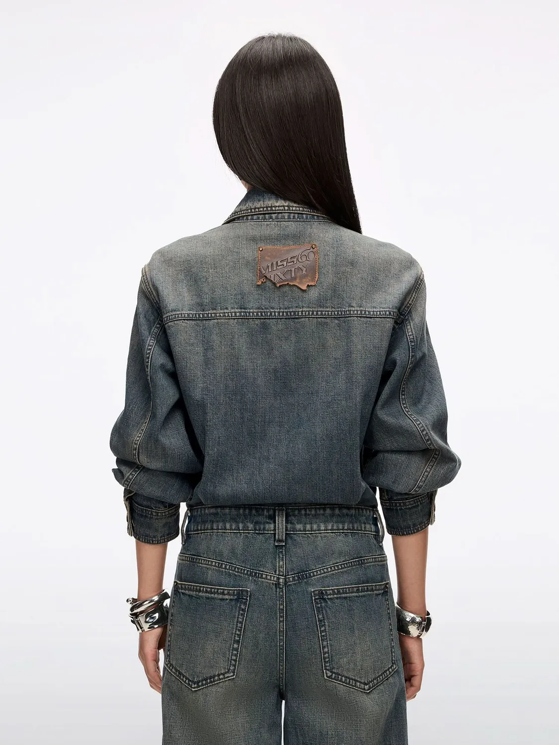 Miss Sixty Distressed denim jumpsuit blue loose
